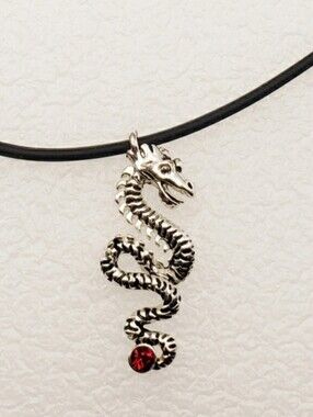 Chinese Coiled Dragon Rhinestone Necklace